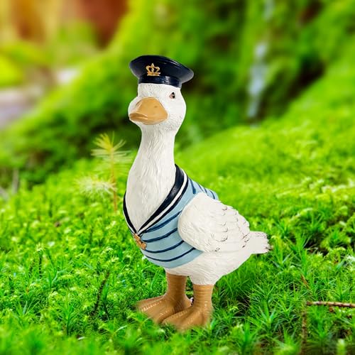 Leekung Duck Garden Decor Outdoor Porch Duck Statues Resin Sculptures Decorative Lawn Ornaments for Outside Garden Fence Patio Yard Animal Beach Nautical Decor Gardening Gifts for Women - Image 5