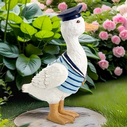 Leekung Duck Garden Decor Outdoor Porch Duck Statues Resin Sculptures Decorative Lawn Ornaments for Outside Garden Fence Patio Yard Animal Beach Nautical Decor Gardening Gifts for Women - Image 4