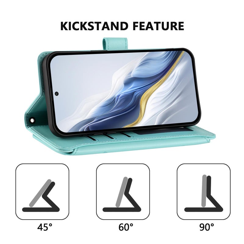 إيروريكس جراب هاتف جلدي بسحاب متعدد البطاقات لهاتف Realme Neo7 Turbo (أخضر نعناعي) - Image 3