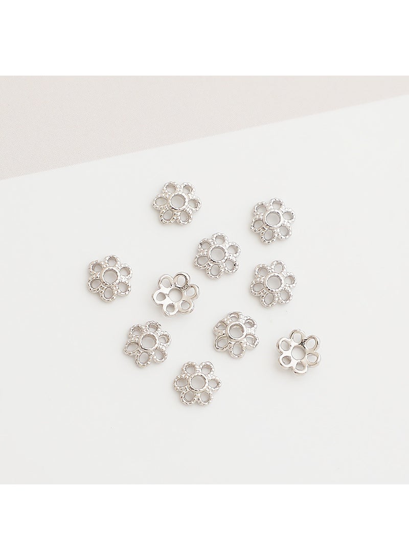 S925 Silver Thai Gold Plated Hollow Bead Cap DIY Jewelry plating white gold