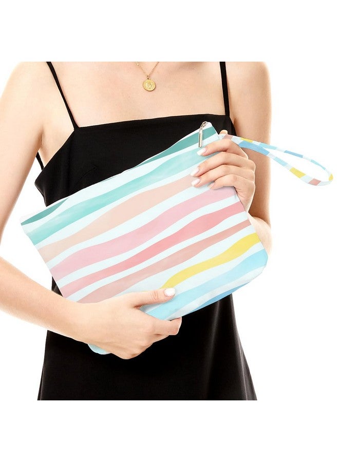 Fokongna حقيبة مكياج حقيبة أدوات تجميل مقاومة للماء بسعة كبيرة حقيبة تجميل سفر حقيبة بسحاب للنساء الفتيات الأمهات الأخوات الأصدقاء حقيبة مبللة حقيبة حفاضات للأطفال زينة قواقع البحر نجوم البحر - Image 3