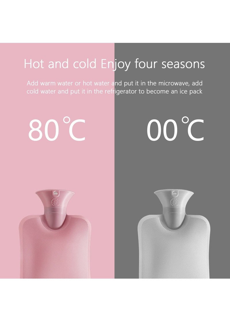 Generic Small Hot Water Bag with Knitted Cover 1L Large Capacity Bag Removable and Washable Soft  - Image 3