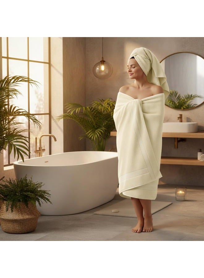 CRAFTBERRY Luxury Bath Towels Set-100% Cotton- 2 Bath, 2 Hand & 2 Washcloths- Large, Thick, Fluffy, Absorbent, Quick Dry, Soft, Plush -Gift, Pool, Hotel, Gym Towel -6 Piece Luxury Bathroom Towels - Cream / Ivory - Image 2
