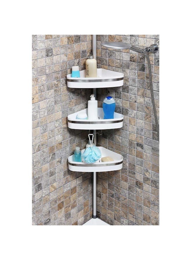 Primanova 3-Tier Plastic Fina Corner Shower Pole Caddy White and Grey 260 x 25 x 25 cm - Image 5