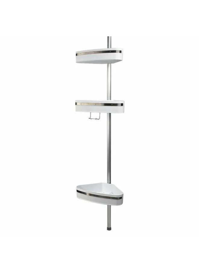 Primanova 3-Tier Plastic Fina Corner Shower Pole Caddy White and Grey 260 x 25 x 25 cm