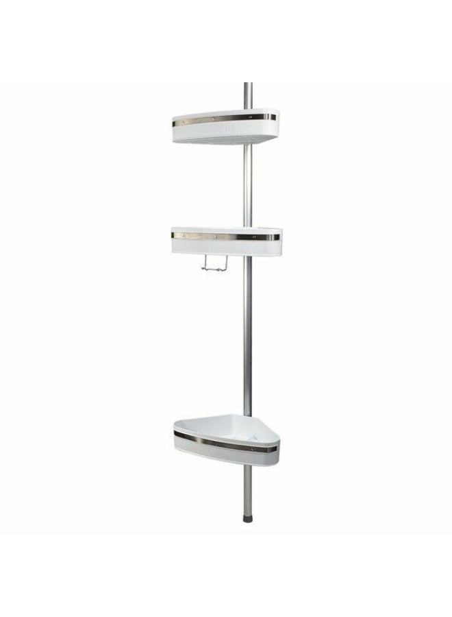 Primanova 3-Tier Plastic Fina Corner Shower Pole Caddy White and Grey 260 x 25 x 25 cm - Image 2