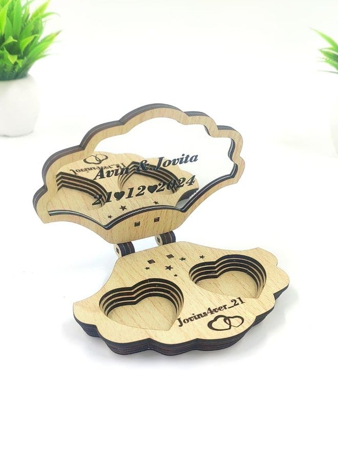 MeeCraft صندوق خواتم زفاف خشبي من MeeCraft Aquatic Gesture، مقاس 11.9 × 8.5 × 3.3 سم، لون بيج. - Image 1