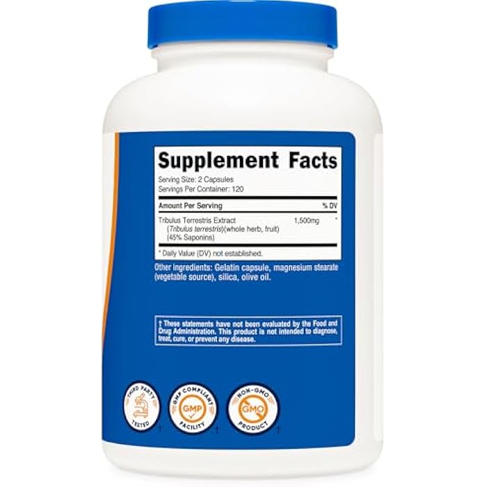 Nutricost Tribulus Terrestris Extract 1500mg, 240 Capsules - 45% Saponins, 120 Servings, Non-GMO, Gluten Free - Image 5
