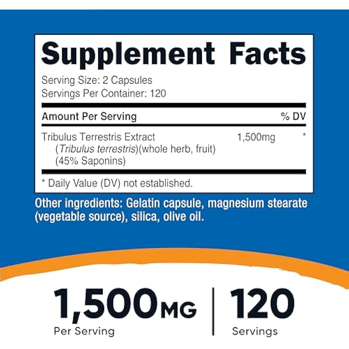 Nutricost Tribulus Terrestris Extract 1500mg, 240 Capsules - 45% Saponins, 120 Servings, Non-GMO, Gluten Free - Image 2