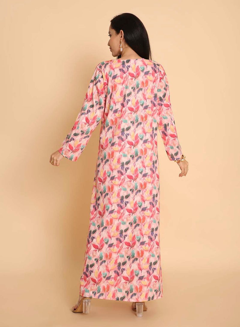 HANA & SARA Long jalabiya arabic kaftan dress with unique thread beaded design - Image 2