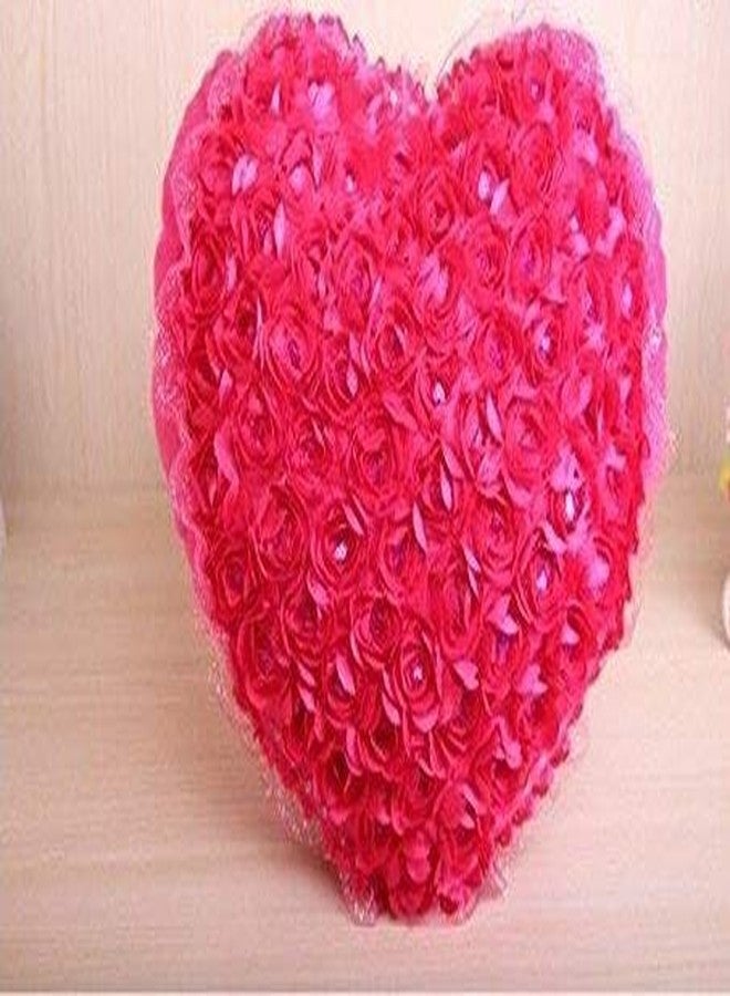 Kid's Charm وسادة قطيفة على شكل قلب مزينة بالورود الحمراء، هدية عيد الحب للأطفال - 42 سم [أحمر] - Image 5