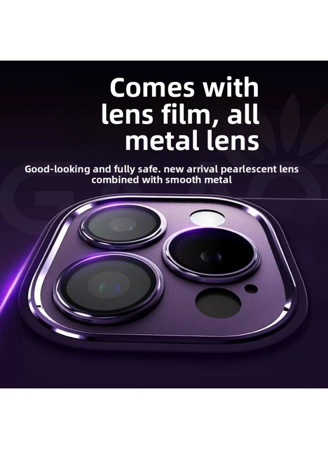Generic - Official Liquid Silicone IPhone16PRoMAX Phone Case For Apple 14 Metal Lens Film Protective Cover 13-Color:Dark Purple [with Packaging]]-Applicable Model:iPhone15PROMAX - Image 1
