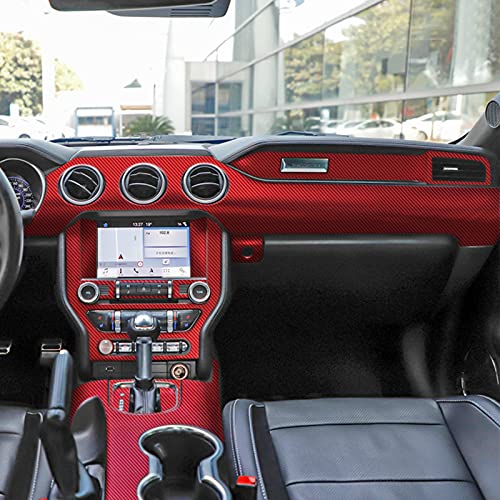 YAMUDA Compatible with 48PCS Decorative Interior Protection Carbon Fiber Sticker for Ford Mustang 2015 2016 2017 2018 2019 2020 (Red) - Image 2