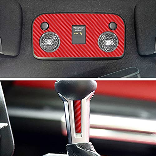 YAMUDA Compatible with 48PCS Decorative Interior Protection Carbon Fiber Sticker for Ford Mustang 2015 2016 2017 2018 2019 2020 (Red) - Image 4