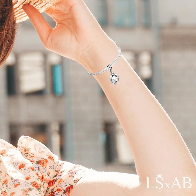 LSxAB Lucky Clover Heart Charm for Bracelets Necklaces Pendants Rose Gold Silver Twotone Lucky Charm Bead gift bead for Women Family Sister Wife - Image 4