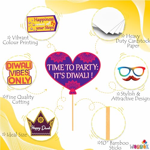 WOBBOX Diwali Decoration Happy Diwali Party Props (28 Pcs, Multi Colour) - Image 4