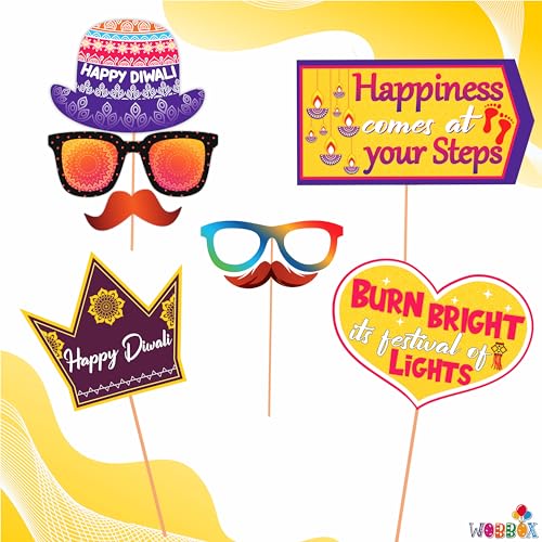 WOBBOX Diwali Decoration Happy Diwali Party Props (28 Pcs, Multi Colour) - Image 2