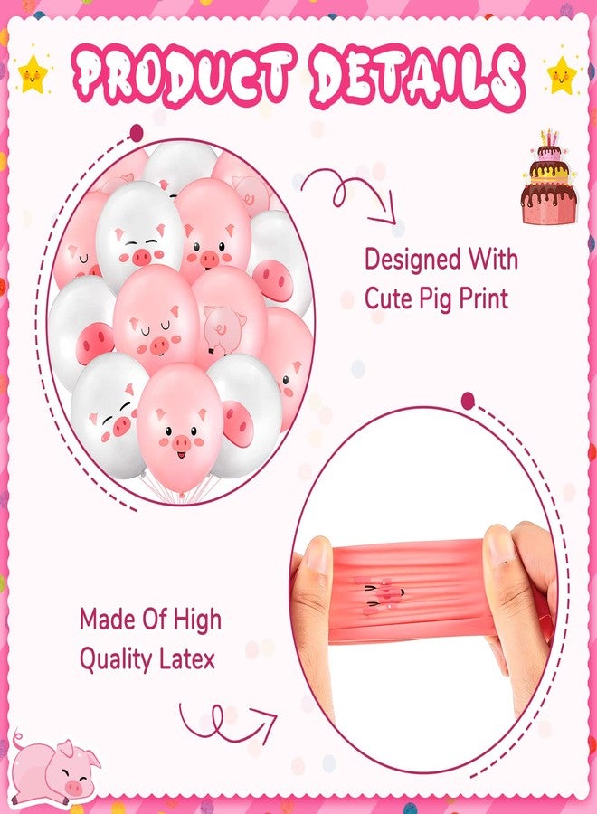 Deekin 50 Pcs Pig Farm Animal Balloons 12 Inch Pig Print Latex Piggy Pink Birthday Party Decorations Cute Kids Balloons for Farmhouse Pink Farm Themed Birthday Baby Shower Party Supplies - Image 3