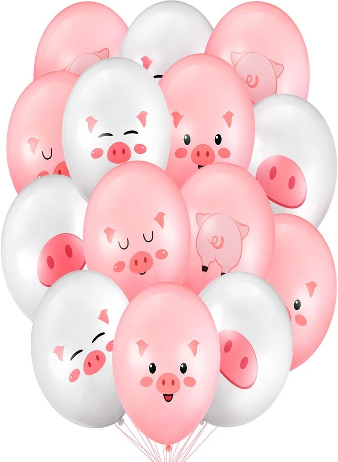 Deekin 50 Pcs Pig Farm Animal Balloons 12 Inch Pig Print Latex Piggy Pink Birthday Party Decorations Cute Kids Balloons for Farmhouse Pink Farm Themed Birthday Baby Shower Party Supplies - Image 1