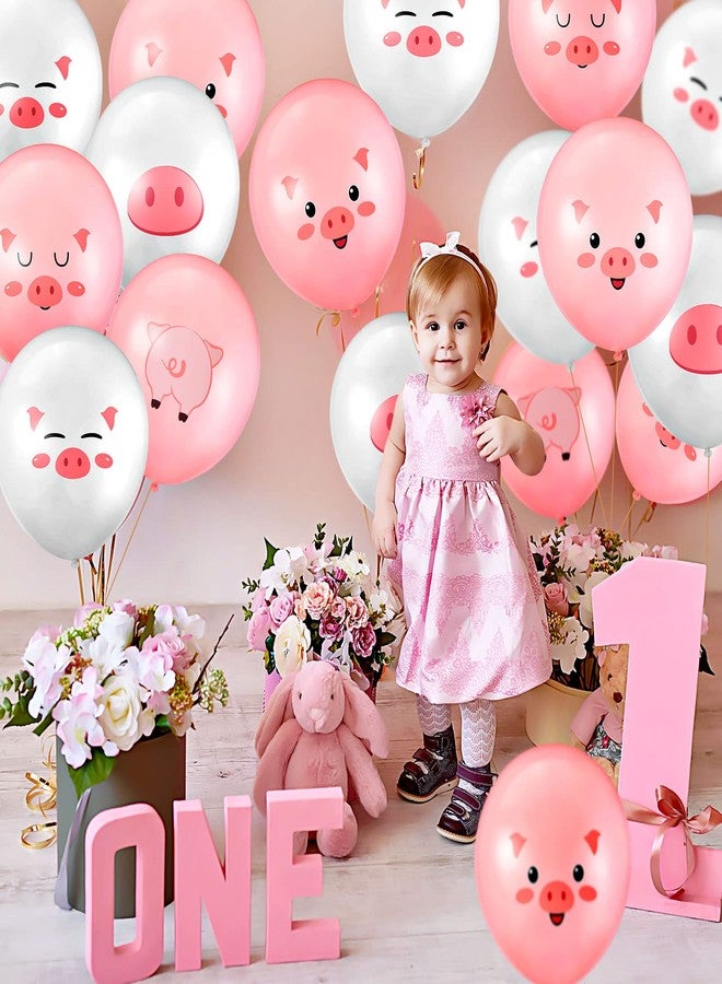 Deekin 50 Pcs Pig Farm Animal Balloons 12 Inch Pig Print Latex Piggy Pink Birthday Party Decorations Cute Kids Balloons for Farmhouse Pink Farm Themed Birthday Baby Shower Party Supplies - Image 4