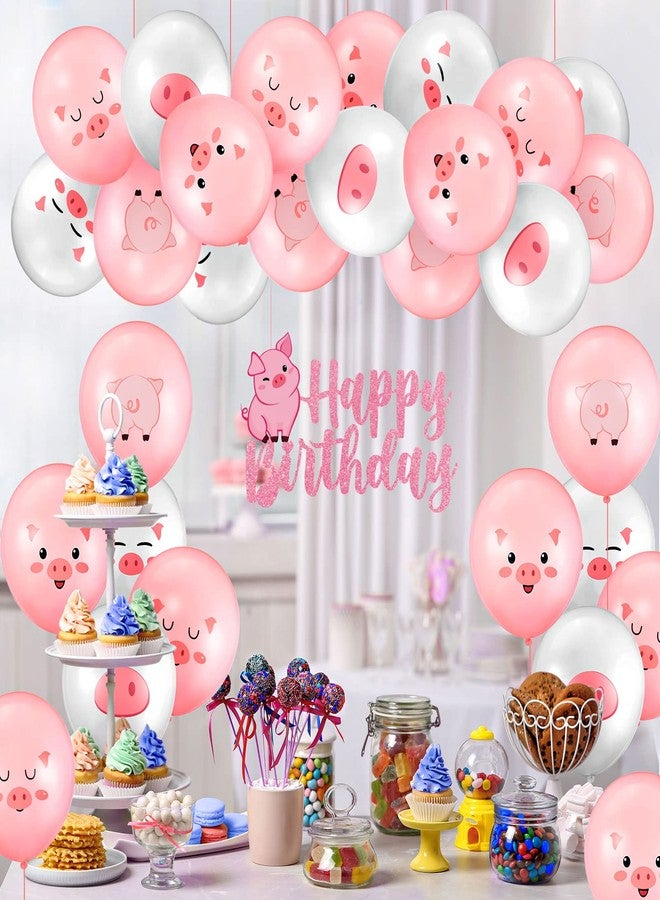 Deekin 50 Pcs Pig Farm Animal Balloons 12 Inch Pig Print Latex Piggy Pink Birthday Party Decorations Cute Kids Balloons for Farmhouse Pink Farm Themed Birthday Baby Shower Party Supplies - Image 5