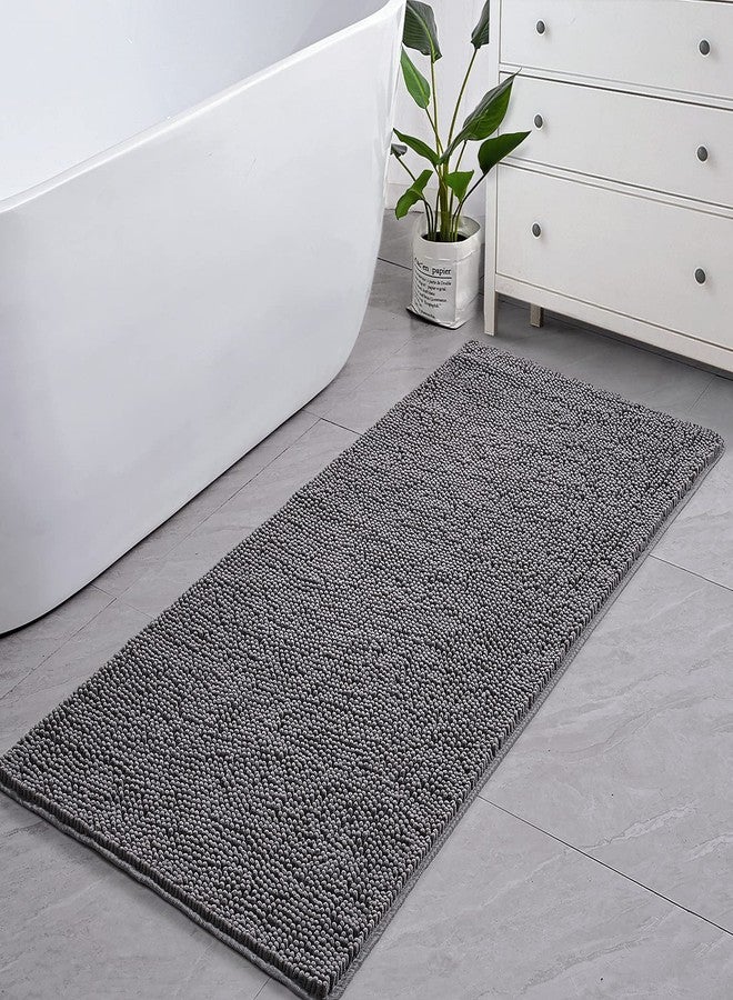 LOCHAS Luxury Bathroom Rug Shaggy Bath Mat 24 x 60 Inch, Washable Non Slip Bath Rugs for Bathroom Shower, Soft Plush Chenille Absorbent Carpets Mats, Gray - Image 5