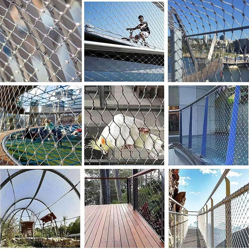 Stainless Steel Rope Wire Mesh Stainless Steel 304 Mesh, Stair Protection Net，Durable Deer Fencing Net，Woven Net Garden Netting for Zoo Cage Fence, Balcony, Stair(2x6m) - Image 5