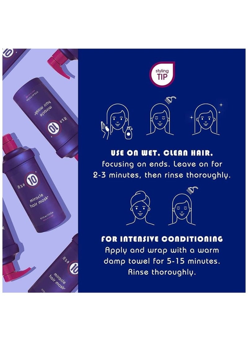 It's a 10 Miracle Hair Mask Hair and Scalp Treatments, Conditioning Treatment, Softness and Smoothness, Color-Treated Hair Care, Deep Conditioning Solution, 17.5 oz  - Image 3