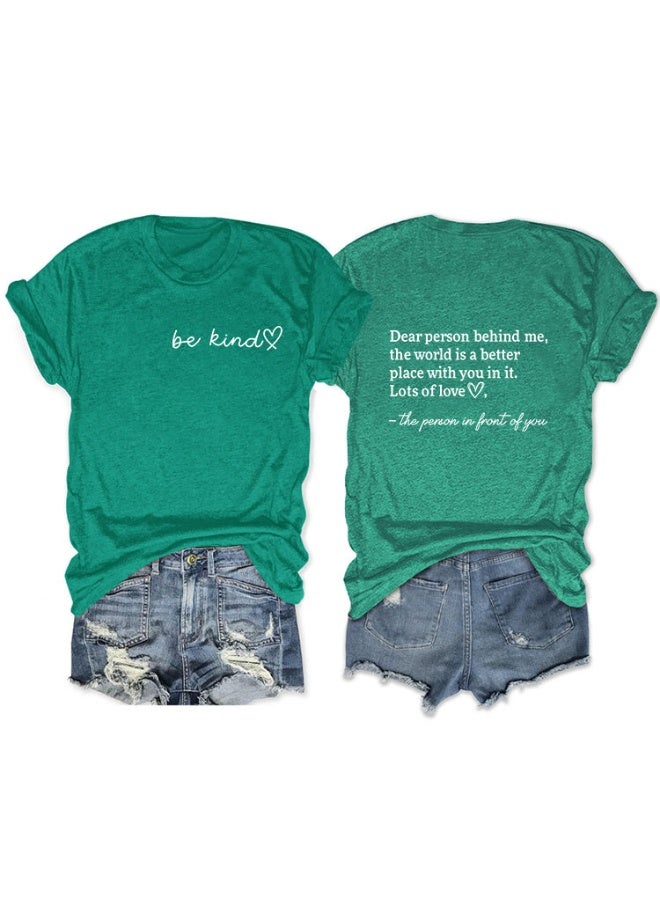 'Be Kind' Printed Women Graphic T-Shirts Casual Short Sleeve Tee Tops - Image 1