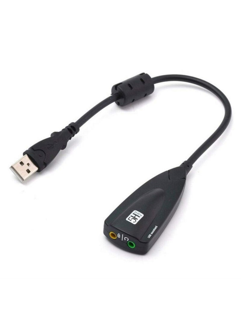 AROAQ Usb External Sound Adapter, Usb7.1 External Usb Audio Adapter Sound Card, Usb Headset Adapter Stereo Headphone Adapter With Line 5hv2 Earphone, Black  - Image 1