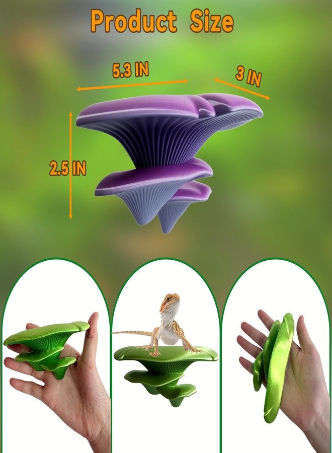 Okueejur Mushroom Decor for Reptile Tank, Fish Tank, Pet-Safe Bearded Dragon Tank Accessories, Realistic Terrarium Plants for Crested Geckos, Frogs,Realistic Habitat Ornament (Lime Green) - Image 4