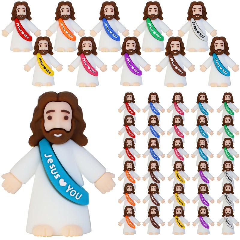 Bamamon 30 Pcs Little Jesus Figures Mini Jesus Figurines in Bulk Easter Jesus Loves You Tiny Christ Toys to Hide and Seek Sunday School Religious Party Favors Baptism Gifts for Easter Egg Stuffers - Image 3