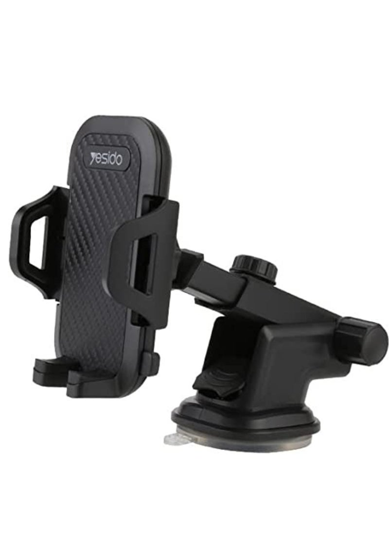 Yesido - Car Mobile Holder, 270 Degree Rotation & Adjustable Mobile Stand for Car Dashboard Windshield, Universal Cell Phone Holder with Suction Cup, Release Button and Lock Mechanism - Image 1