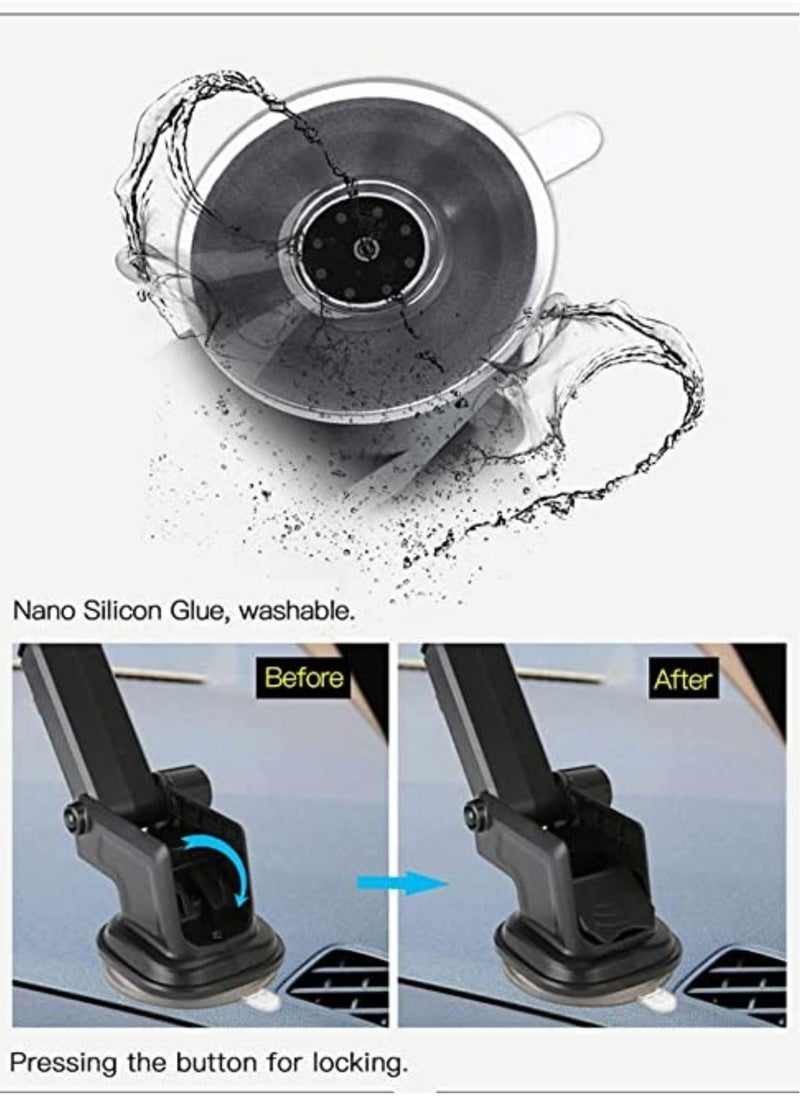 Yesido - Car Mobile Holder, 270 Degree Rotation & Adjustable Mobile Stand for Car Dashboard Windshield, Universal Cell Phone Holder with Suction Cup, Release Button and Lock Mechanism - Image 1