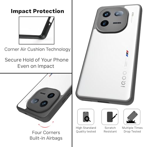 RIGGEAR Shockproof Sleek Hybrid Armor Back Cover Case Compatible with iQOO 12 5G (Transparent PC + Black TPU Bumper) - Image 5