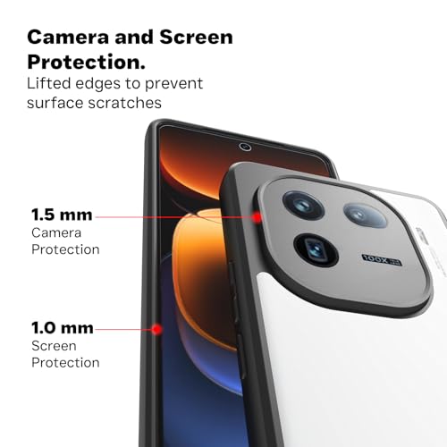 RIGGEAR Shockproof Sleek Hybrid Armor Back Cover Case Compatible with iQOO 12 5G (Transparent PC + Black TPU Bumper) - Image 3