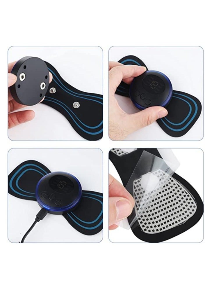 مرفا جهاز تدليك جسم لاسلكي محمول بالتحفيز العضلي الإلكتروني، يحتوي على 8 أوضاع تدليك و19 مستوى قوة، قابل لإعادة الشحن لتخفيف آلام الرقبة والكتف للرجال والنساء، تعمل بالبطارية، من ميرفا، أزرق - Image 2