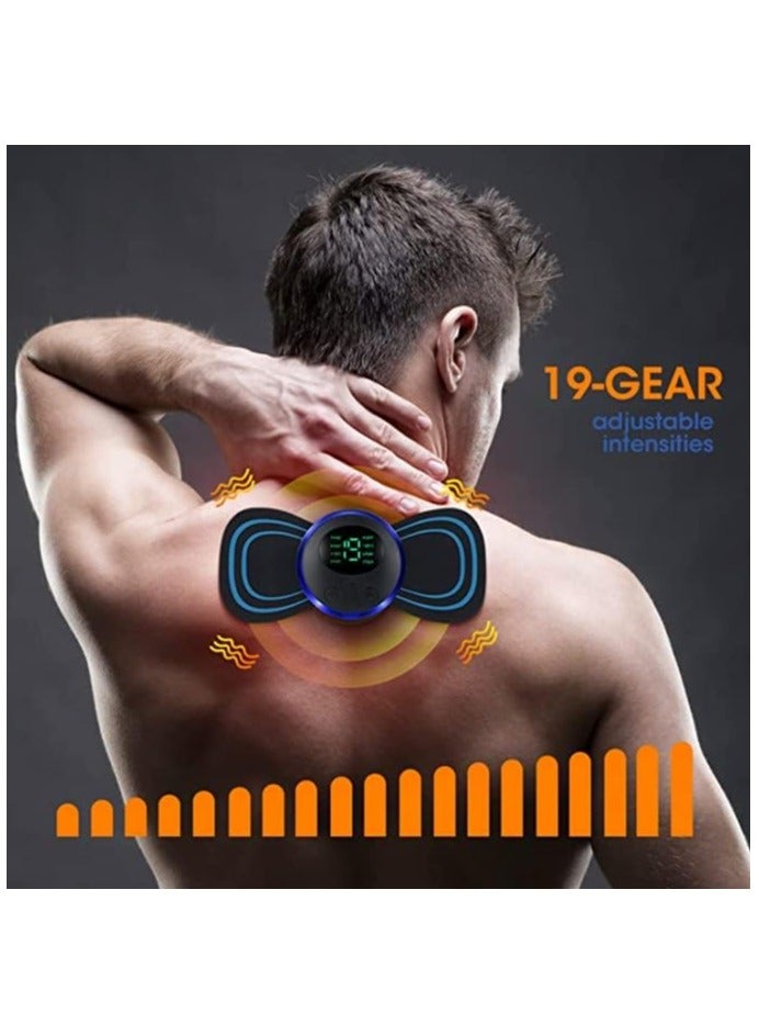 مرفا جهاز تدليك جسم لاسلكي محمول بالتحفيز العضلي الإلكتروني، يحتوي على 8 أوضاع تدليك و19 مستوى قوة، قابل لإعادة الشحن لتخفيف آلام الرقبة والكتف للرجال والنساء، تعمل بالبطارية، من ميرفا، أزرق - Image 3
