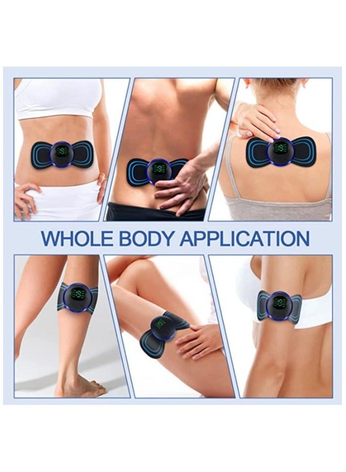 مرفا جهاز تدليك جسم لاسلكي محمول بالتحفيز العضلي الإلكتروني، يحتوي على 8 أوضاع تدليك و19 مستوى قوة، قابل لإعادة الشحن لتخفيف آلام الرقبة والكتف للرجال والنساء، تعمل بالبطارية، من ميرفا، أزرق - Image 4