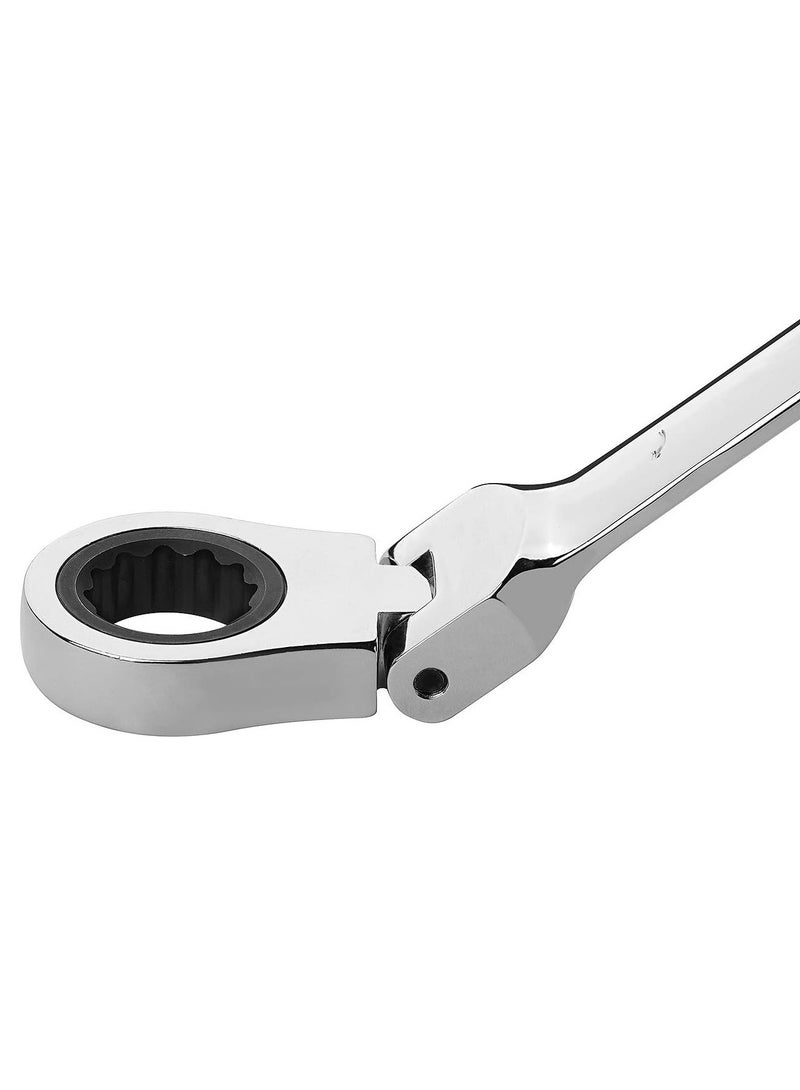 Jetech 16mm Flexible Head Ratchet Combination Wrench, Industrial Grade Flex Ratcheting Spanner, Heat-Treated Cr-V Alloy Steel, 12 Point Ratchet Box Ended and Open End Spanner, Flex-Head Gear Wrench - Image 5
