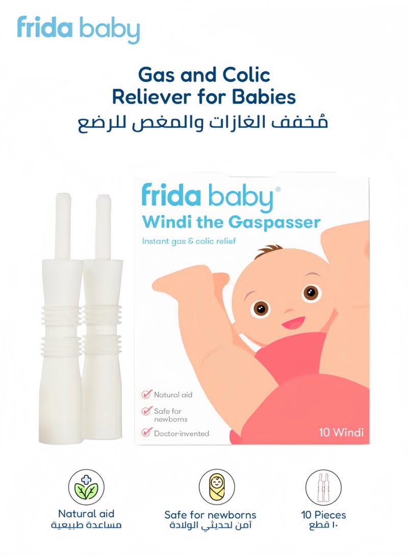 فريدا بيبي ويندي بيبي - مزيل غازات ومغص الرضع | عبوة تحتوي على 10 قطع | صنع في السويد | تخفيف فوري لانزعاج البطن | آمن وطبيعي وخالٍ من مادة BPA | معتمد من أطباء الأطفال بتصميم لطيف وناعم | سهل الاستخدام للمواليد الجدد والرضع - Image 4