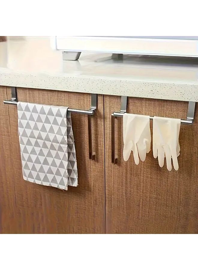 Black No Drill Towel Rack Stainless Steel Door Mounted Holder Bathroom Kitchen Space Saving Organizer - Image 4