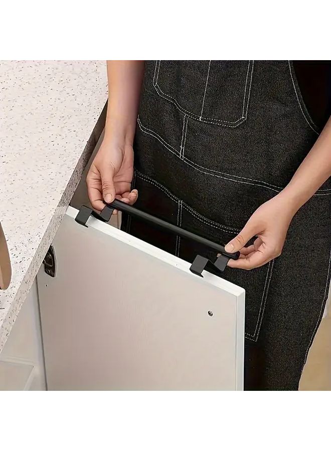Black No Drill Towel Rack Stainless Steel Door Mounted Holder Bathroom Kitchen Space Saving Organizer - Image 2