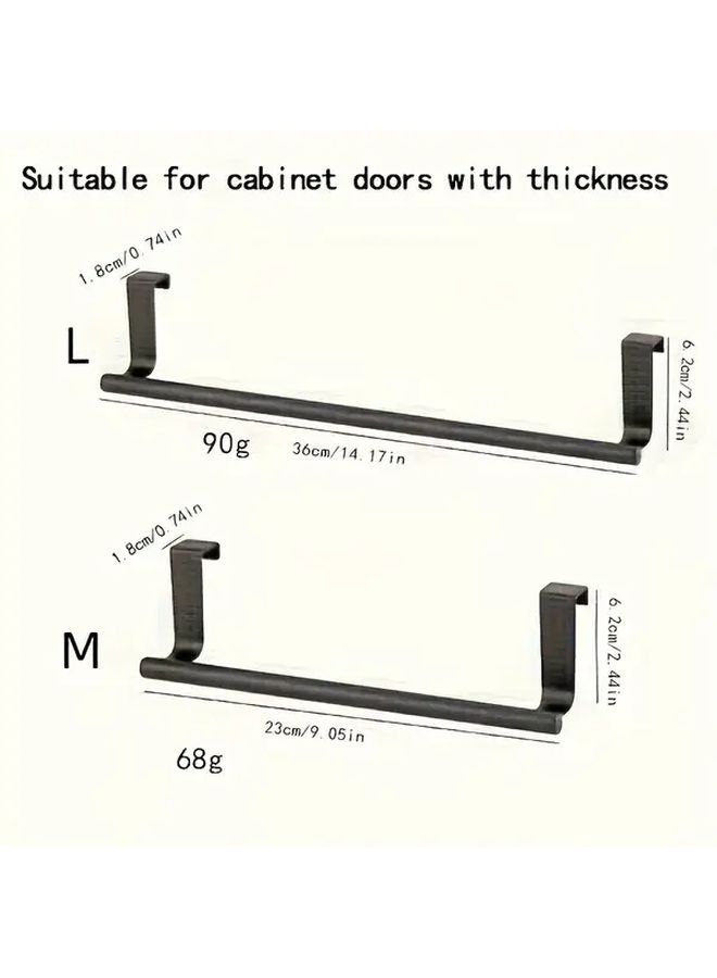 Black No Drill Towel Rack Stainless Steel Door Mounted Holder Bathroom Kitchen Space Saving Organizer - Image 3