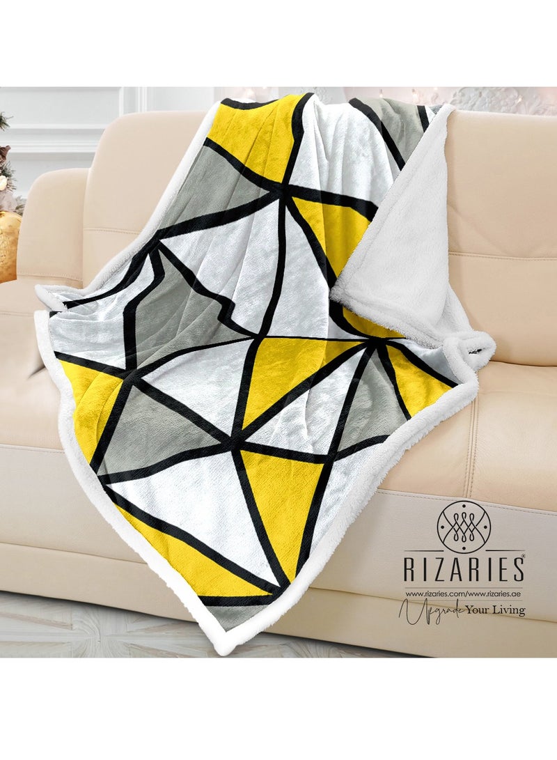 ريزاريز رمي بطانية أريكة هندسية صفراء ناعمة - Image 1