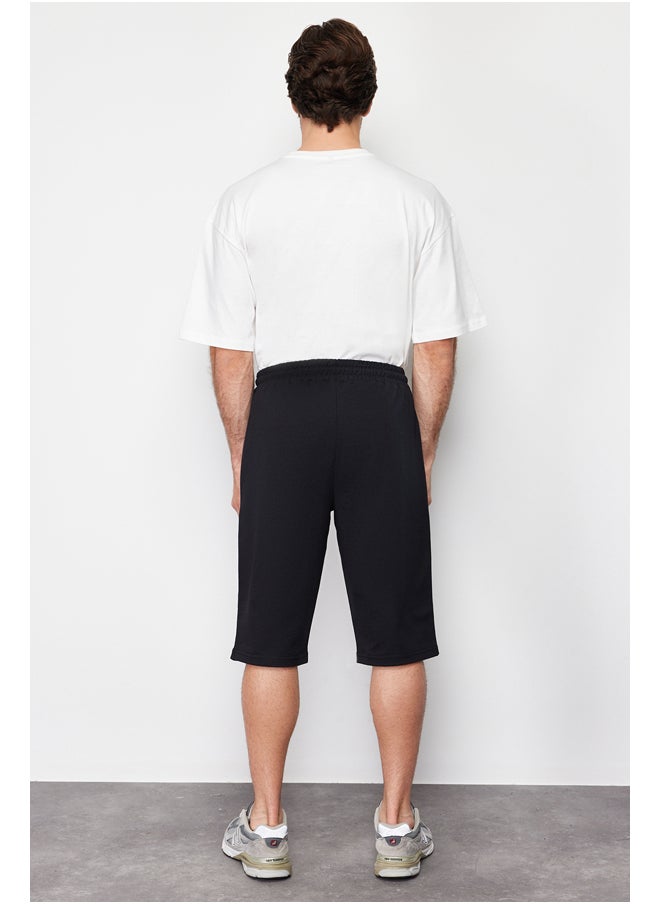 Basic Black Regular/Regular Fit Long Length Elastic Waist Cord Shorts TMNSS24SR00036