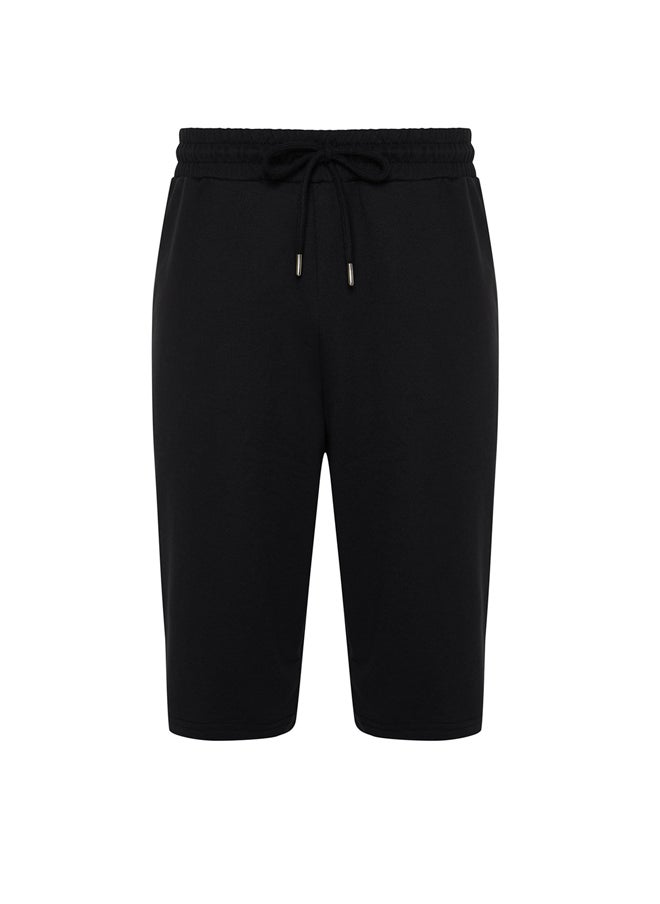 Basic Black Regular/Regular Fit Long Length Elastic Waist Cord Shorts TMNSS24SR00036