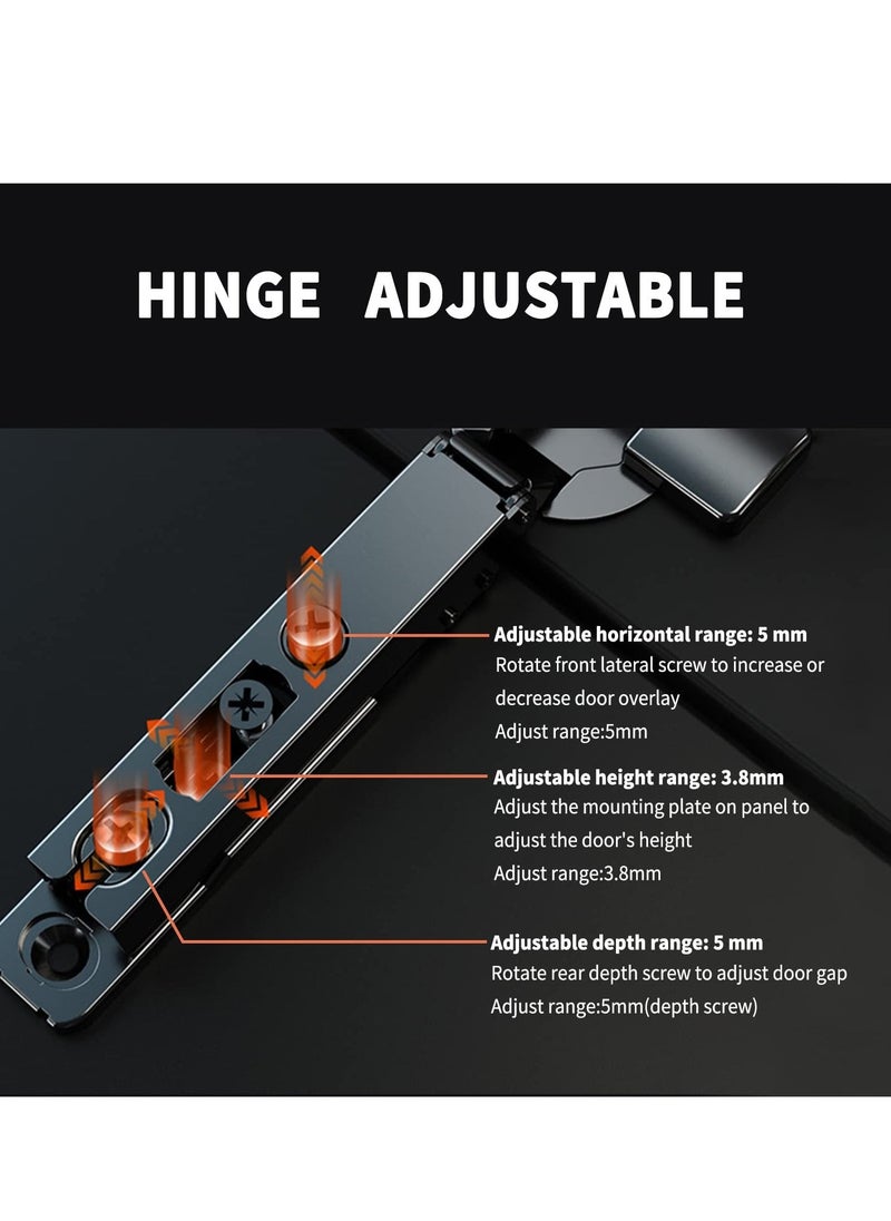 2 Pack Cabinet Hinges, Soft Close Cupboard Wardrobe Doors Hinges, Folding Doors Hinge with Screws, Adjustable Concealed, Built-in Damper for Cabinet, Wardrobe Door, Bathroom Cabinet - Image 2