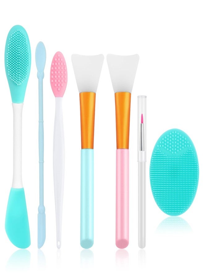 Yokilly Silicone Face Scrubber, 3pcs Exfoliating Lip Brush, 3pcs Cleansing Brush,1pcs Face Mask Brush Exfoliator Blackhead Skin Care Tool - Image 1