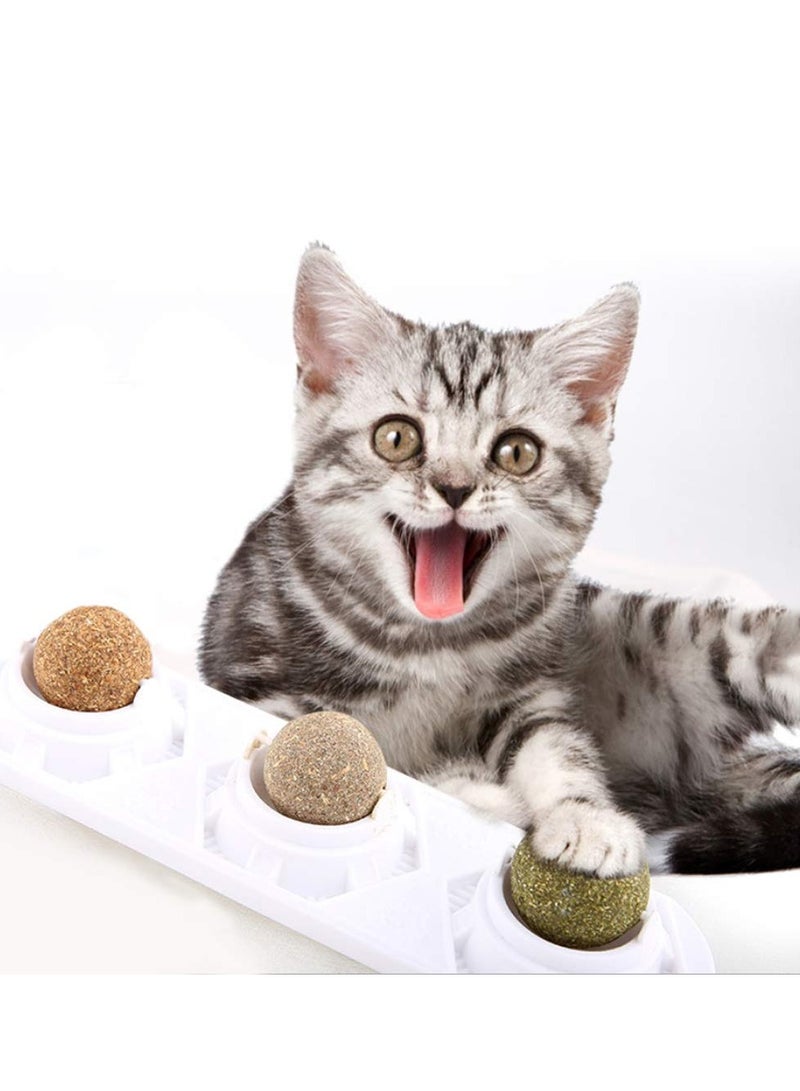 KASTWAVE Catnip Squash Ball Toy, 3 in 1 Rotatable Cat Snacks Edible Ball with Natural Healthy Catnip Silver Vine Cat Spit Hair Ball Chewing Clean Teeth Toys - Image 2